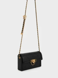 Alternative view of Clutch nấp gập Tallulah Quilted - Đen