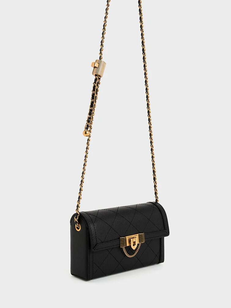 Clutch nấp gập Tallulah Quilted - Đen - Ảnh 2