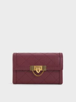 Clutch nấp gập Tallulah Quilted - Đỏ burgundy