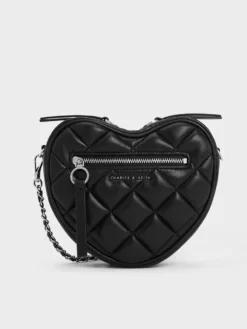 Túi đeo chéo hình trái tim Philomena Quilted Heart - Noir