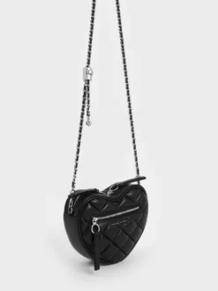 Alternative view of Túi đeo chéo hình trái tim Philomena Quilted Heart - Noir