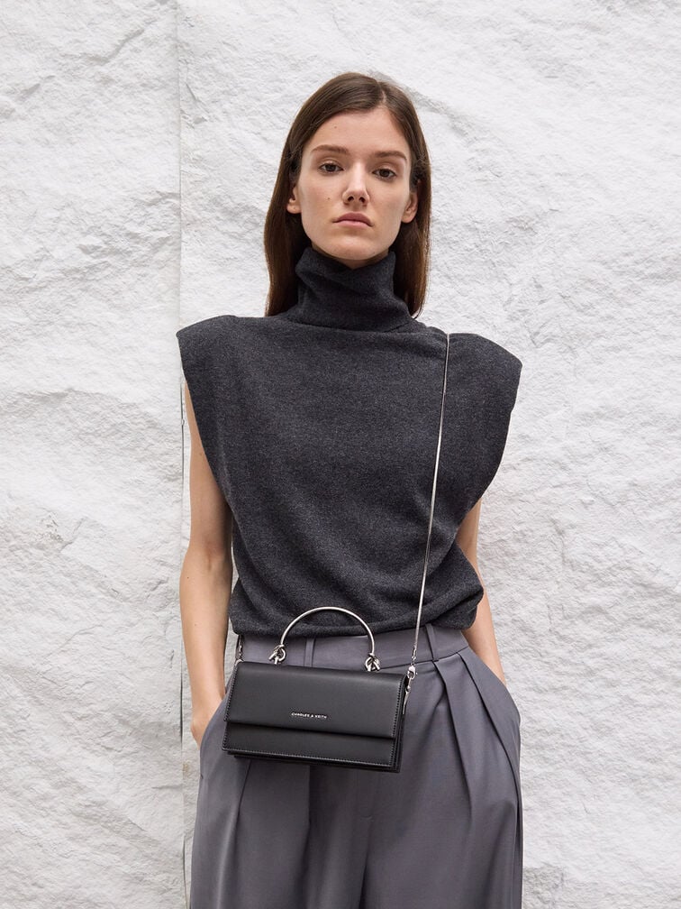 Ví dáng dài chữ nhật Sculptural-Handle - Noir - Ảnh 7