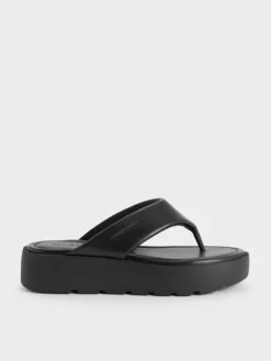 Dép kẹp V-Strap Flatform - Đen