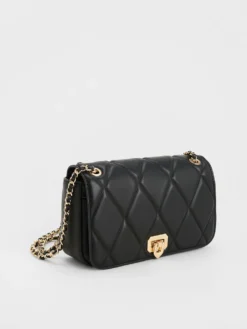 Alternative view of Túi đeo vai chần bông Arwen Diamond-Quilt - Đen