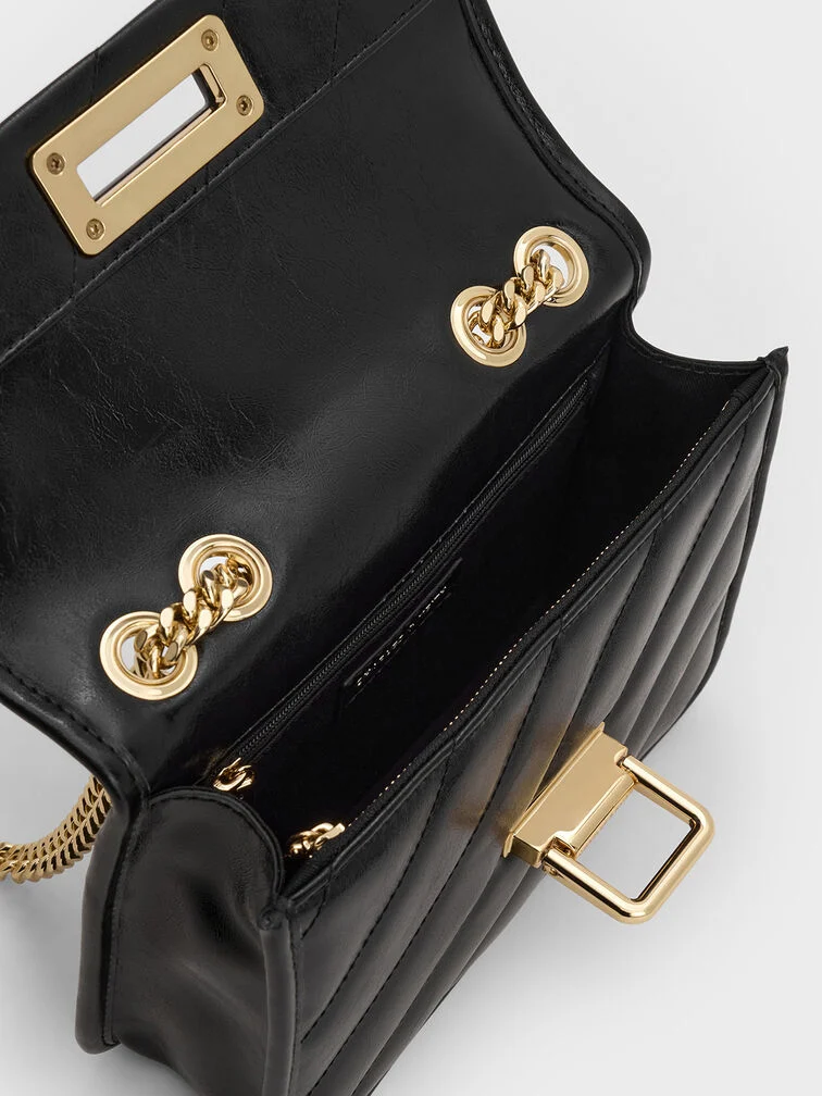 Túi đeo chéo Neva Panelled Chain-Strap - Đen - Ảnh 5