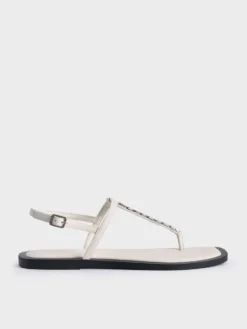 Giày sandals đế bệt Chain-Link - Phấn