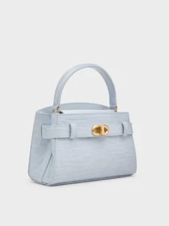 Alternative view of Túi xách hình thang Aubrielle Croc-Effect - Sea Salt Blue