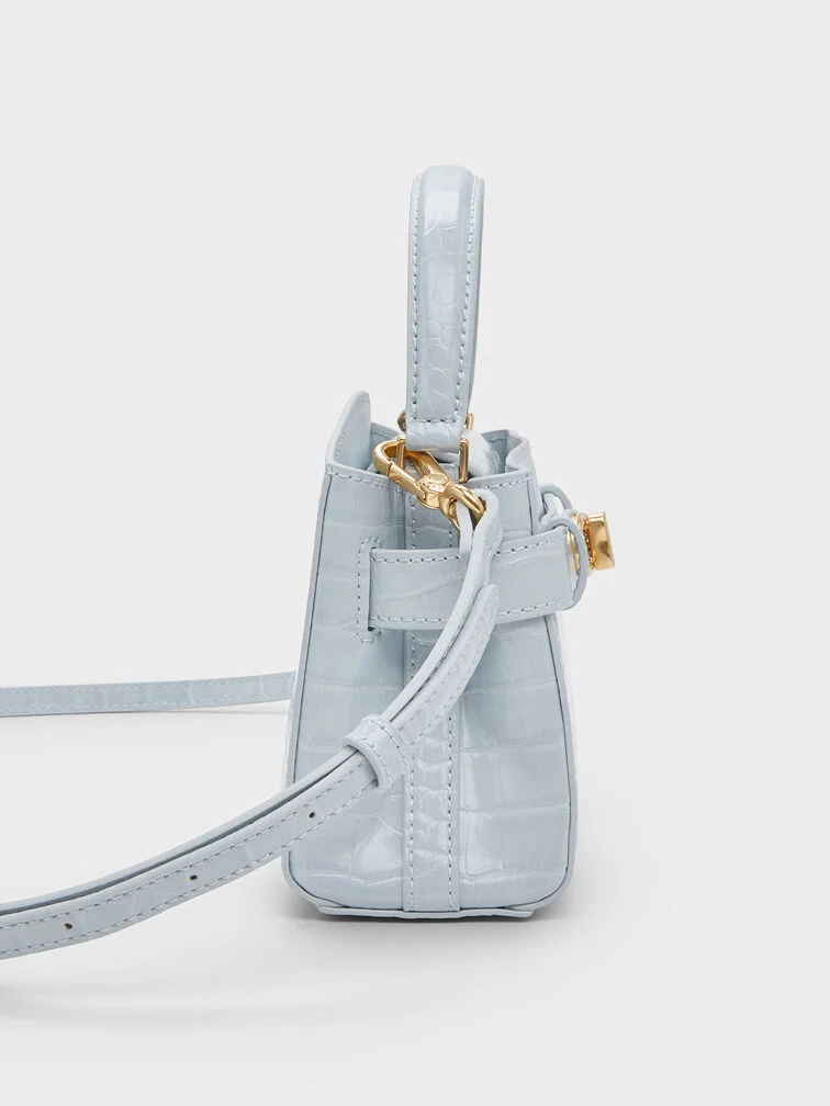 Túi xách hình thang Aubrielle Croc-Effect - Sea Salt Blue - Ảnh 5