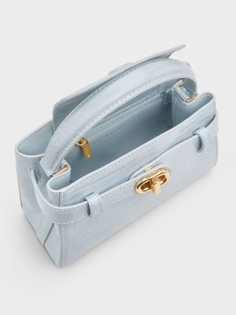 Túi xách hình thang Aubrielle Croc-Effect - Sea Salt Blue - Ảnh 3