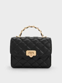 Túi xách phom chữ nhật Cressida Quilted - Đen