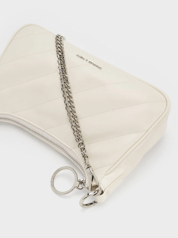 Túi đeo vai hình thang Philomena Crinkle-Effect - Kem - Ảnh 4