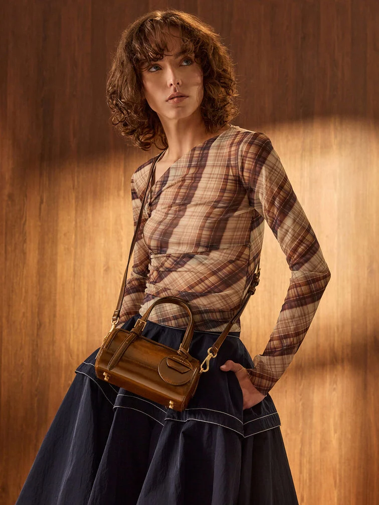 Túi xách hình chữ nhật Enola - Nâu ánh hung - Ảnh 2