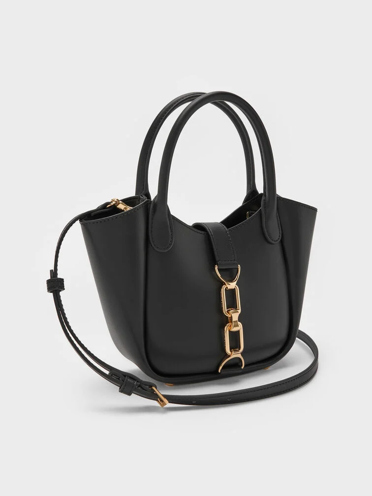 Túi tote Agatha Chain-Accent - Đen - Ảnh 2