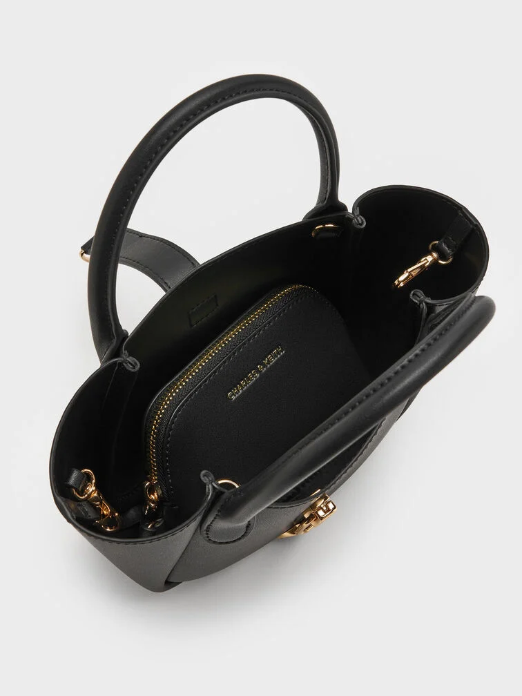 Túi tote Agatha Chain-Accent - Đen - Ảnh 5