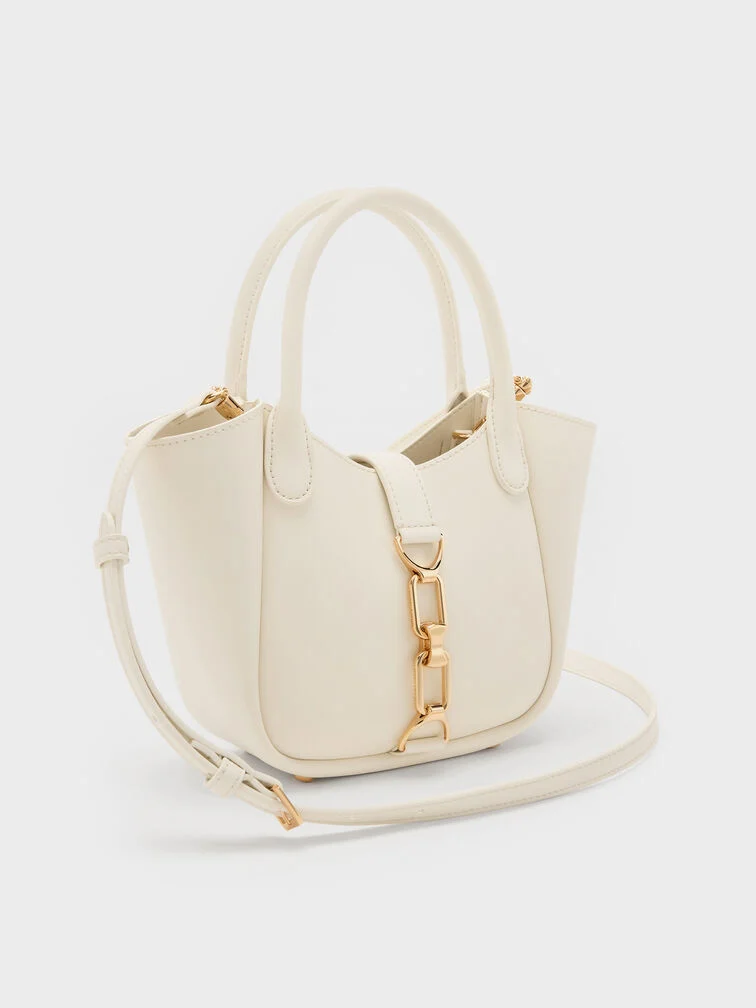 Túi tote Agatha Chain-Accent - Kem - Ảnh 2
