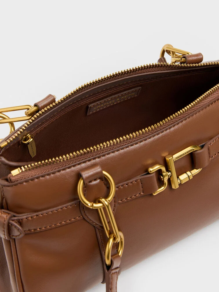 Túi đeo vai dáng dài Gwynne Metallic-Accent - Chocolate - Ảnh 5